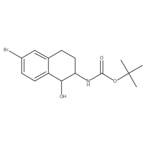 rac-tert-butyl N-[(1R,2R)-6-bromo-1-hydroxy-1,2,3,4-tetrahydronaphthalen-2-yl]carbamate Structure
