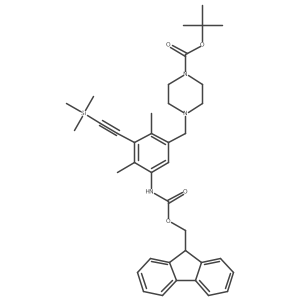 tert-butyl 4-{[5-({[(9H-fluoren-9-yl)methoxy]carbonyl}amino)-2,4-dimethyl-3-[2-(trimethylsilyl)ethynyl]phenyl]methyl}piperazine-1-carboxylate结构式