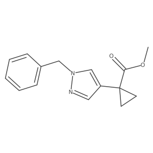 Cyclopropanecarboxylic acid, 1-[1-(phenylmethyl)-1H-pyrazol-4-yl]-, methyl ester结构式