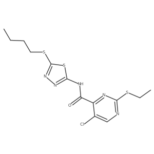 N-[5-(butylsulfanyl)-1,3,4-thiadiazol-2-yl]-5-chloro-2-(ethylsulfanyl)pyrimidine-4-carboxamide Structure
