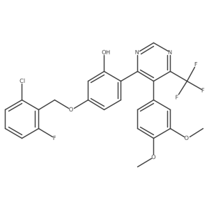 5-[(2-Chloro-6-fluorobenzyl)oxy]-2-[5-(3,4-dimethoxyphenyl)-6-(trifluoromethyl)pyrimidin-4-yl]phenol结构式