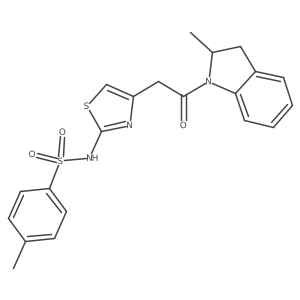 4-methyl-N-(4-(2-(2-methylindolin-1-yl)-2-oxoethyl)thiazol-2-yl)benzenesulfonamide Structure