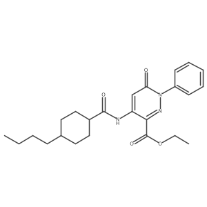 Ethyl 4-(4-butylcyclohexanecarboxamido)-6-oxo-1-phenyl-1,6-dihydropyridazine-3-carboxylate Structure