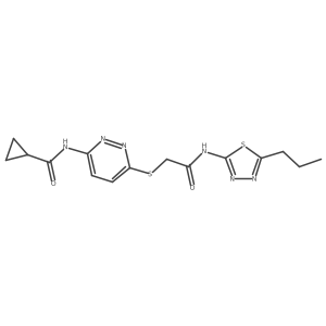 N-(6-((2-oxo-2-((5-propyl-1,3,4-thiadiazol-2-yl)amino)ethyl)thio)pyridazin-3-yl)cyclopropanecarboxamide Structure
