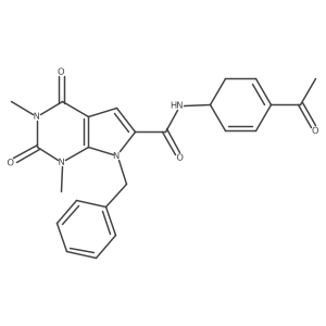 N-(4-acetylcyclohexa-2,4-dien-1-yl)-7-benzyl-1,3-dimethyl-2,4-dioxo-2,3,4,7-tetrahydro-1H-pyrrolo[2,3-d]pyrimidine-6-carboxamide结构式