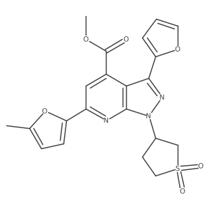 methyl 1-(1,1-dioxidotetrahydrothiophen-3-yl)-3-(furan-2-yl)-6-(5-methylfuran-2-yl)-1H-pyrazolo[3,4-b]pyridine-4-carboxylate结构式