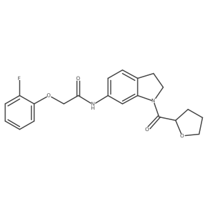 2-(2-fluorophenoxy)-N-(1-(tetrahydrofuran-2-carbonyl)indolin-6-yl)acetamide结构式