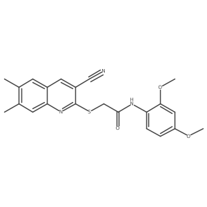 2-[(3-Cyano-6,7-dimethyl-2-quinolinyl)thio]-N-(2,4-dimethoxyphenyl)acetamide结构式
