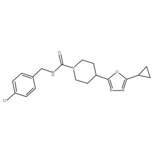 N-(4-chlorobenzyl)-4-(5-cyclopropyl-1,3,4-oxadiazol-2-yl)piperidine-1-carboxamide结构式
