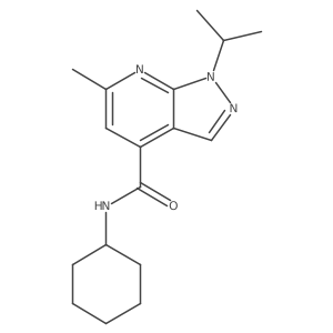N-cyclohexyl-1-isopropyl-6-methyl-1H-pyrazolo[3,4-b]pyridine-4-carboxamide结构式
