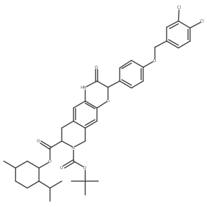 7-(Tert-butyl) 8-((1r,2s,5r)-2-isopropyl-5-methylcyclohexyl) (3r,8s)-3-(4-((3,4-dichlorobenzyl)oxy)phenyl)-2-oxo-1,2,3,6,8,9-hexahydro-7h-[1,4]oxazino[3,2-g]isoquinoline-7,8-dicarboxylate Structure