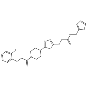 2-((5-(4-(2-(2-fluorophenoxy)acetyl)piperazin-1-yl)-1,3,4-thiadiazol-2-yl)thio)-N-(furan-2-ylmethyl)acetamide Structure