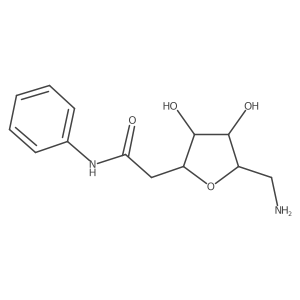 2-((2S,3R,4S,5R)-5-(aminomethyl)-3,4-dihydroxytetrahydrofuran-2-yl)-N-phenylacetamide Structure