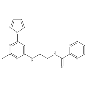 N-(2-((2-methyl-6-(1H-pyrazol-1-yl)pyrimidin-4-yl)amino)ethyl)pyrimidine-2-carboxamide结构式
