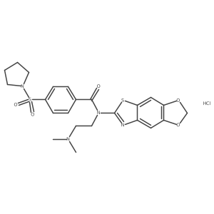 N-([1,3]dioxolo[4',5':4,5]benzo[1,2-d]thiazol-6-yl)-N-(2-(dimethylamino)ethyl)-4-(pyrrolidin-1-ylsulfonyl)benzamide hydrochloride结构式