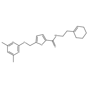 N-[2-(cyclohex-1-en-1-yl)ethyl]-5-{[(4,6-dimethylpyrimidin-2-yl)sulfanyl]methyl}furan-2-carboxamide Structure