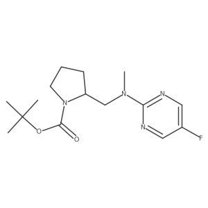 tert-Butyl 2-(((5-fluoropyrimidin-2-yl)(methyl)amino)methyl)pyrrolidine-1-carboxylate结构式