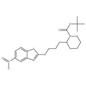 tert-Butyl 2-(3-((5-nitrobenzo[d]thiazol-2-yl)oxy)propyl)piperidine-1-carboxylate结构式