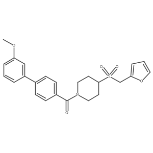 (4-((Furan-2-ylmethyl)sulfonyl)piperidin-1-yl)(3'-methoxy-[1,1'-biphenyl]-4-yl)methanone Structure