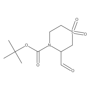 4-Thiomorpholinecarboxylic acid, 3-formyl-, 1,1-dimethylethyl ester, 1,1-dioxide结构式