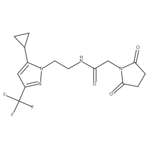N-(2-(5-cyclopropyl-3-(trifluoromethyl)-1H-pyrazol-1-yl)ethyl)-2-(2,5-dioxopyrrolidin-1-yl)acetamide结构式