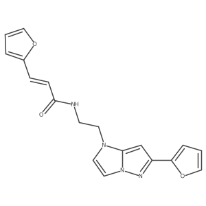 (E)-3-(furan-2-yl)-N-(2-(6-(furan-2-yl)-1H-imidazo[1,2-b]pyrazol-1-yl)ethyl)acrylamide结构式
