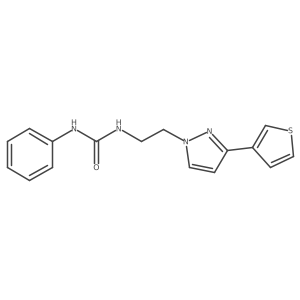 1-phenyl-3-(2-(3-(thiophen-3-yl)-1H-pyrazol-1-yl)ethyl)urea结构式