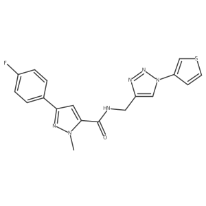 3-(4-fluorophenyl)-1-methyl-N-((1-(thiophen-3-yl)-1H-1,2,3-triazol-4-yl)methyl)-1H-pyrazole-5-carboxamide Structure