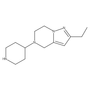 2-ethyl-5-(4-piperidyl)-6,7-dihydro-4H-pyrazolo[1,5-a]pyrazine结构式