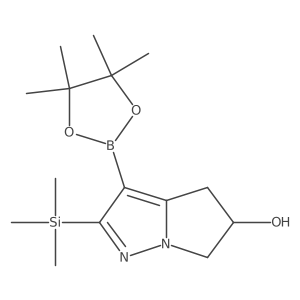 (R)-3-(4,4,5,5-Tetramethyl-1,3,2-dioxaborolan-2-yl)-2-(trimethylsilyl)-5,6-dihydro-4H-pyrrolo[1,2-b]pyrazol-5-ol结构式