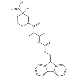 1-[3-({[(9H-fluoren-9-yl)methoxy]carbonyl}amino)-2-methylbutanoyl]-3-hydroxypiperidine-3-carboxylic acid结构式