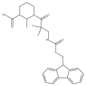 1-[3-({[(9H-fluoren-9-yl)methoxy]carbonyl}amino)-2,2-difluoropropanoyl]-2-methylpiperidine-3-carboxylic acid结构式