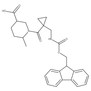 1-{1-[({[(9H-fluoren-9-yl)methoxy]carbonyl}amino)methyl]cyclopropanecarbonyl}-6-methylpiperidine-3-carboxylic acid Structure