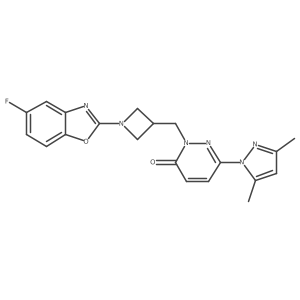 6-(3,5-dimethyl-1H-pyrazol-1-yl)-2-{[1-(5-fluoro-1,3-benzoxazol-2-yl)azetidin-3-yl]methyl}-2,3-dihydropyridazin-3-one Structure
