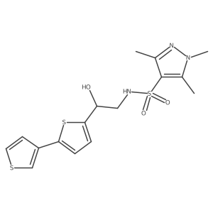 N-(2-([2,3'-bithiophen]-5-yl)-2-hydroxyethyl)-1,3,5-trimethyl-1H-pyrazole-4-sulfonamide结构式