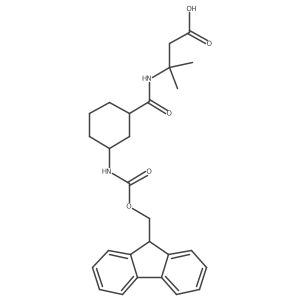 rac-3-{[(1R,3S)-3-({[(9H-fluoren-9-yl)methoxy]carbonyl}amino)cyclohexyl]formamido}-3-methylbutanoic acid结构式