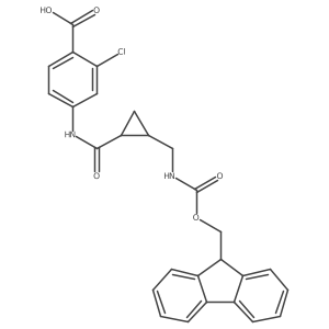rac-2-chloro-4-[(1R,2S)-2-[({[(9H-fluoren-9-yl)methoxy]carbonyl}amino)methyl]cyclopropaneamido]benzoic acid结构式