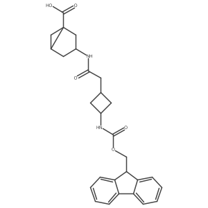 rac-(1R,3R,5R)-3-{2-[3-({[(9H-fluoren-9-yl)methoxy]carbonyl}amino)cyclobutyl]acetamido}bicyclo[3.1.0]hexane-1-carboxylic acid Structure