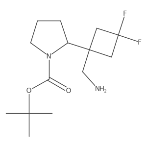 Tert-butyl 2-[1-(aminomethyl)-3,3-difluorocyclobutyl]pyrrolidine-1-carboxylate结构式