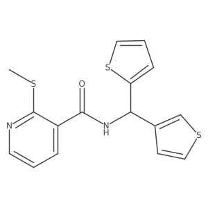 2-(methylthio)-N-(thiophen-2-yl(thiophen-3-yl)methyl)nicotinamide结构式