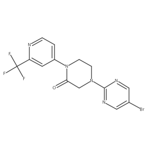 4-(5-Bromopyrimidin-2-yl)-1-[2-(trifluoromethyl)pyridin-4-yl]piperazin-2-one结构式