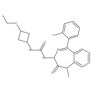 1-[5-(2-fluorophenyl)-1-methyl-2-oxo-2,3-dihydro-1H-1,4-benzodiazepin-3-yl]-3-[(1r,3r)-3-ethoxycyclobutyl]urea Structure