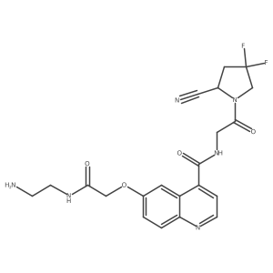 (S)-6-(2-((2-Aminoethyl)amino)-2-oxoethoxy)-N-(2-(2-cyano-4,4-difluoropyrrolidin-1-yl)-2-oxoethyl)quinoline-4-carboxamide结构式