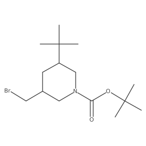 rac-tert-butyl (3R,5R)-3-(bromomethyl)-5-tert-butylpiperidine-1-carboxylate结构式