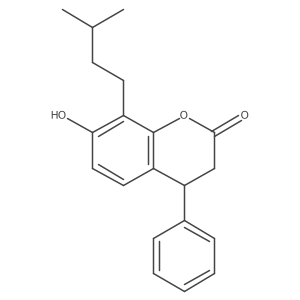 3,4-Dihydro-7-hydroxy-8-(3-methylbutyl)-4-phenyl-2H-1-benzopyran-2-one结构式