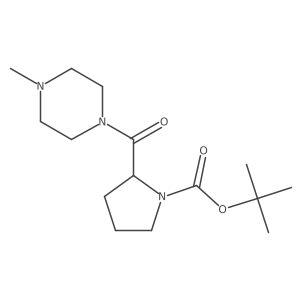 (2S)-1-(tert-butoxycarbonyl)-2-(4-methylpiperazin-1-ylcarbonyl)pyrrolidine结构式