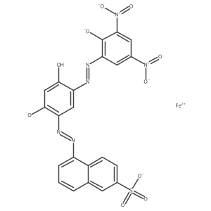 2-Naphthalenesulfonate, 5-[2-[5-[2-(3,5-dinitro-2-olatophenyl)diazenyl]-2-hydroxy-4-olatophenyl]diazenyl]-, iron(2+) salt (1:1) Structure