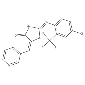 (5Z)-2-{[4-chloro-2-(trifluoromethyl)phenyl]amino}-5-(pyridin-3-ylmethylidene)-1,3-thiazol-4(5H)-one结构式