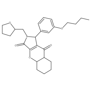 1-(3-butoxyphenyl)-2-(oxolan-2-ylmethyl)-4a,5,6,7,8,8a-hexahydro-1H-chromeno[2,3-c]pyrrole-3,9-dione结构式