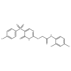 N-(4-chloro-2-fluorophenyl)-2-((5-((4-chlorophenyl)sulfonyl)-6-oxo-1,6-dihydropyrimidin-2-yl)thio)acetamide结构式